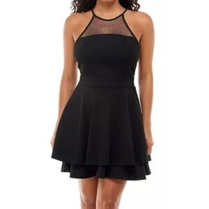Brand new with Tags Emerald Sundae Glitter Mesh Back A Line Dress Black‎ Medium